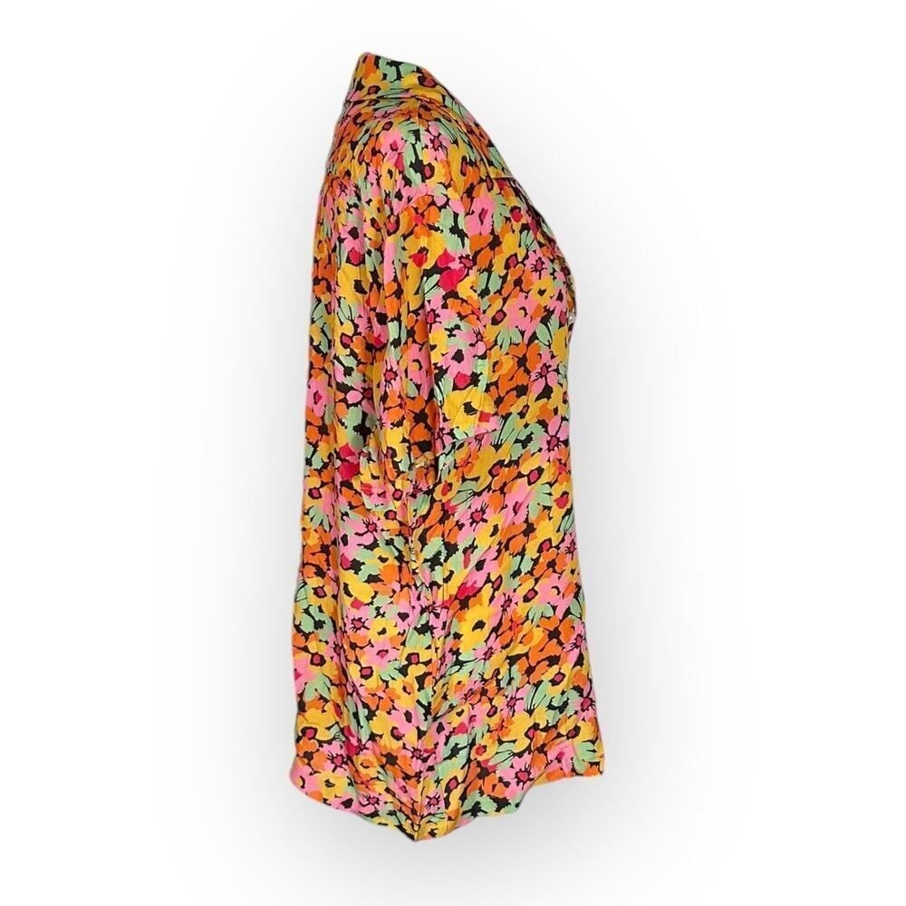 Charlie Holiday Indie Shirt Women's 6 Multicolor Abstract Floral Short Sleeve - Picture 4 of 7